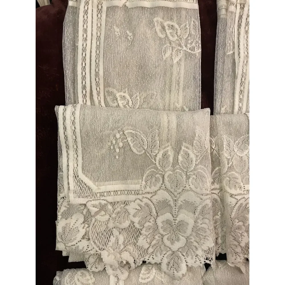 (QTY 4) Heritage Lace USA Polyester Heirloom Sheer Window Panels Ecru 60” x 54”